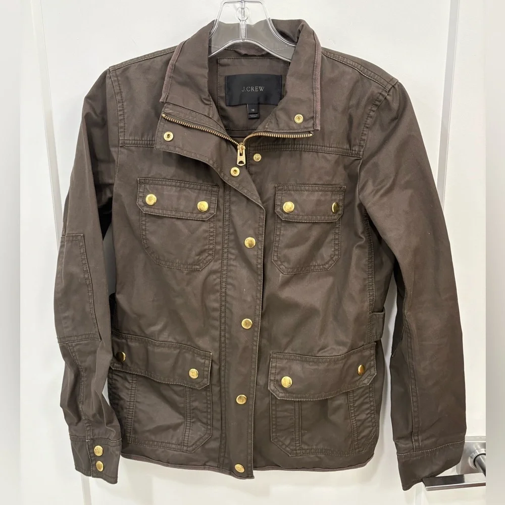J. Crew Downtown Olive Green Utility Waxed Field Jacket Size XS